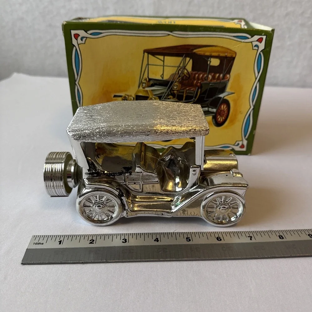 Vintage Avon Touring T Aftershave Bottle Decanter Car Silver Full 6oz With Box